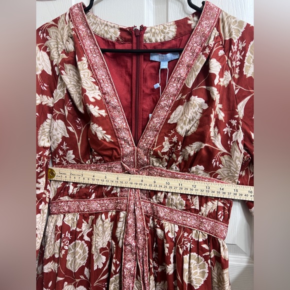 ANTONIO MELANI Red and Cream Floral Long Sleeve Dress - Picture 9 of 11